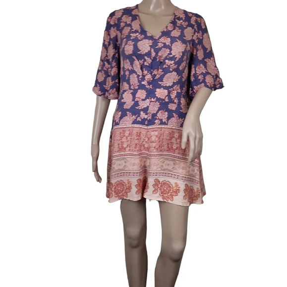 XHILARATION FLORAL Printed ORANGE ROMPER - Picture 1 of 3